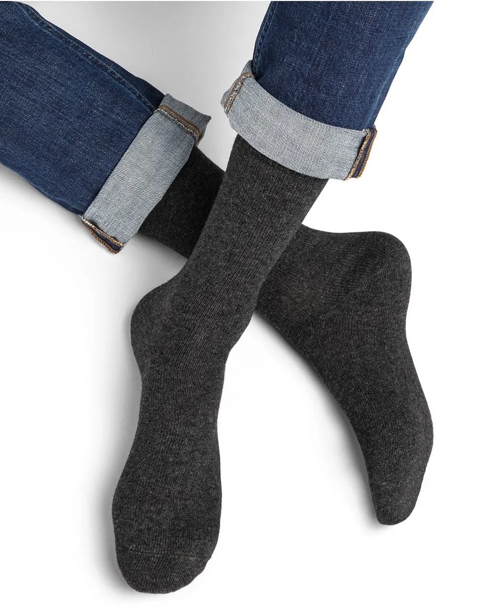 Chaussettes Cachemire Laine Unies Anthracite - Bleuforêt