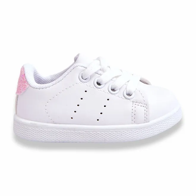 Chaussures Sport Enfant Blanc et Rose Brillant blanche