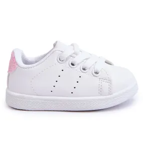 Chaussures Sport Enfant Blanc et Rose Brillant blanche