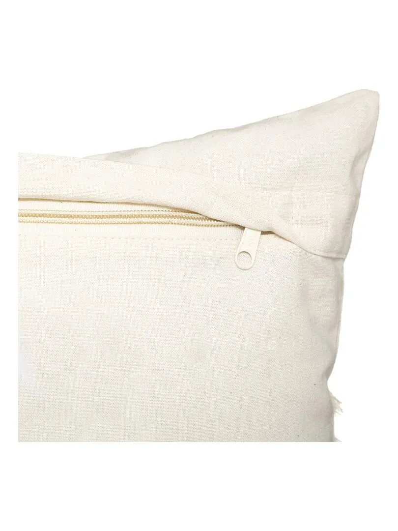 Coussin en coton et macramé - Beige coquille