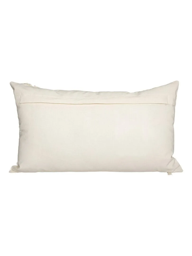 Coussin en coton et macramé - Beige coquille