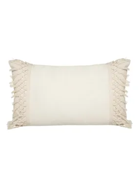 Coussin en coton et macramé - Beige coquille