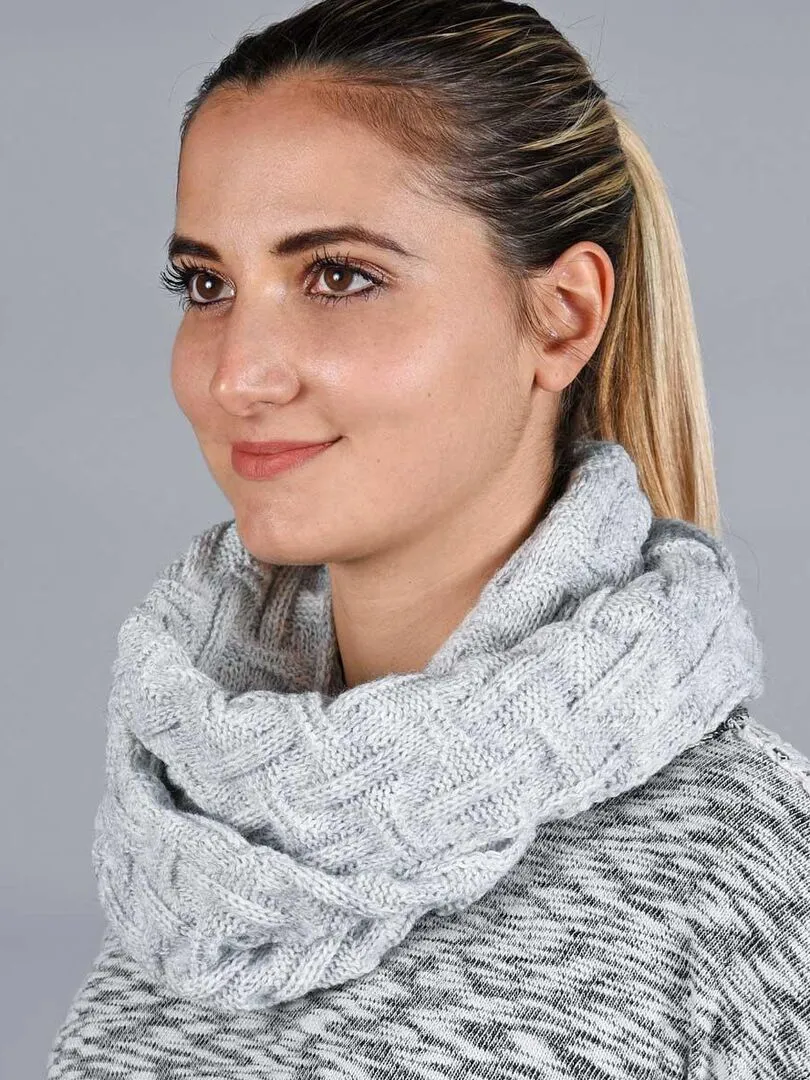 Ensemble Snood Bonnet Nora - Made in UE - Gris clair