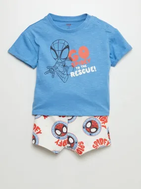 Ensemble t-shirt + short 'Spider-Man' - 2 pièces - Bleu