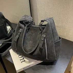 Sac à bandoulière rétro en cuir PU pour femme, sacs à main de grande capacité, designer de luxe, unique initié, oblique, hobos, 