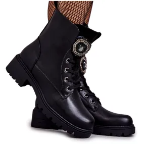 S.Barski Bottes Chaudes En Cuir Avec Décoration Blandi Noire le noir